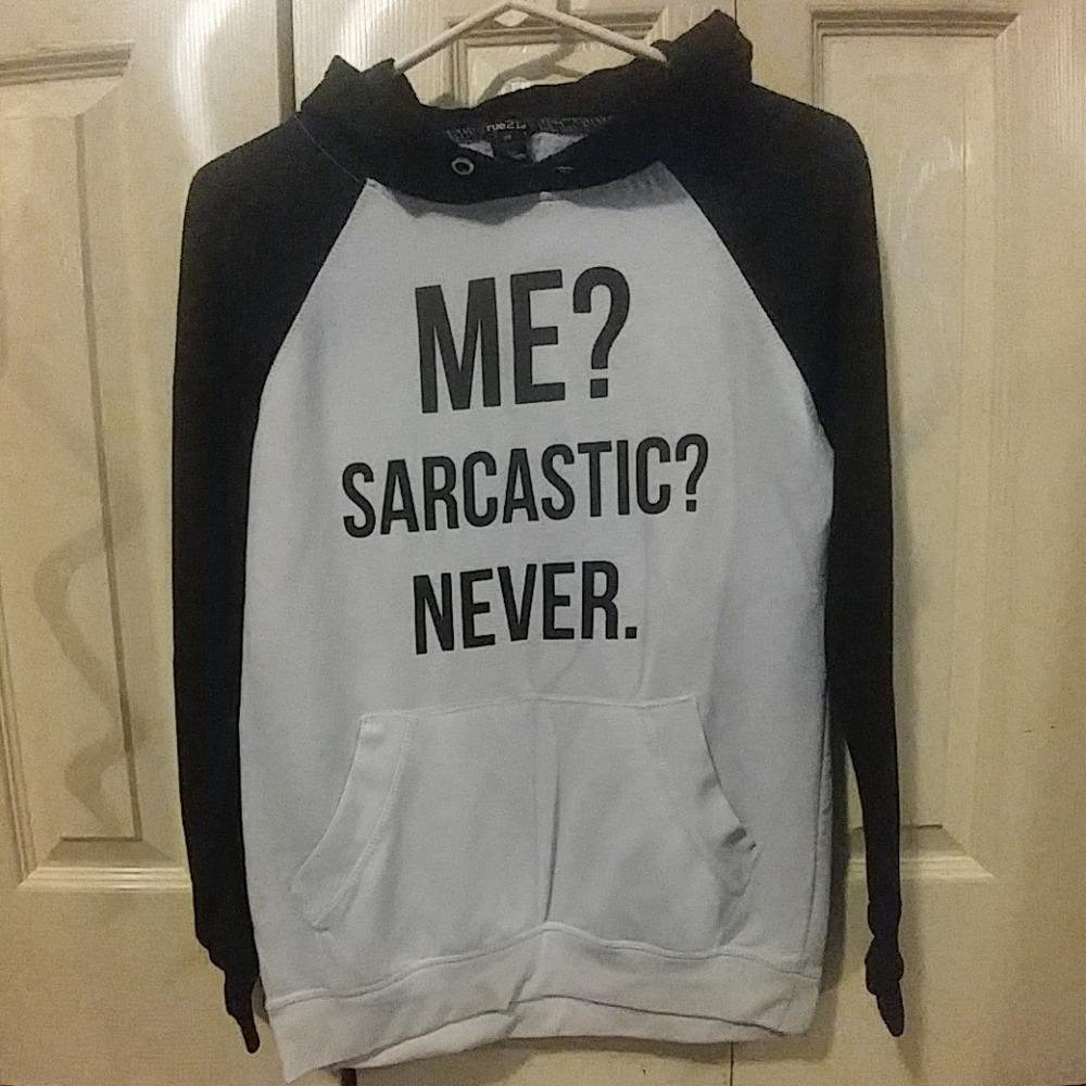 Black and white color block hoodie